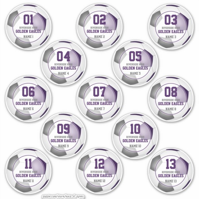 Set of 13 girls boys purple grey soccer team (Front)