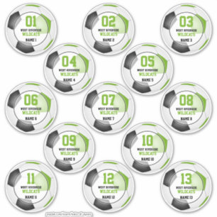 Set of 13 lime green black soccer team spirit