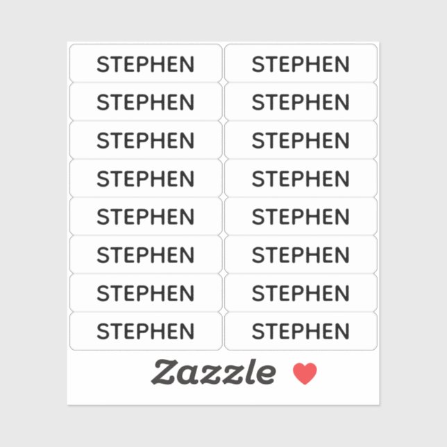 Set of 16 Small Minimalist Custom Name Labels (Sheet)