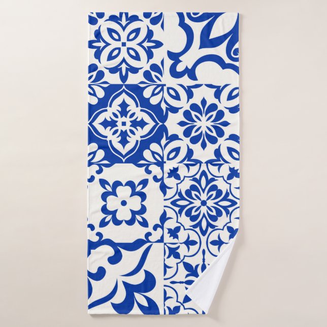 Set of 16 tiles Azulejos in blue,  white. Original Bath Towel (Bath Towel)