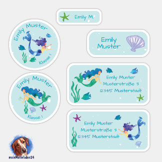 Set of 24 Mermaid Name Stickers |