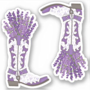 Set of 2 Lavender Cowboy Boot Custom Cut