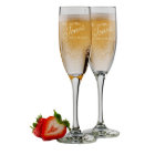 Set of 2 Modern Bride and Groom Champagne Flutes