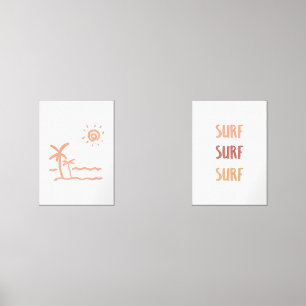 set of 2 surf and beach print 