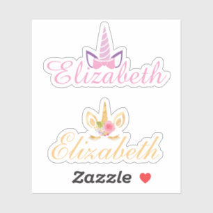 Set of 2 unicorn custom name pink and gold