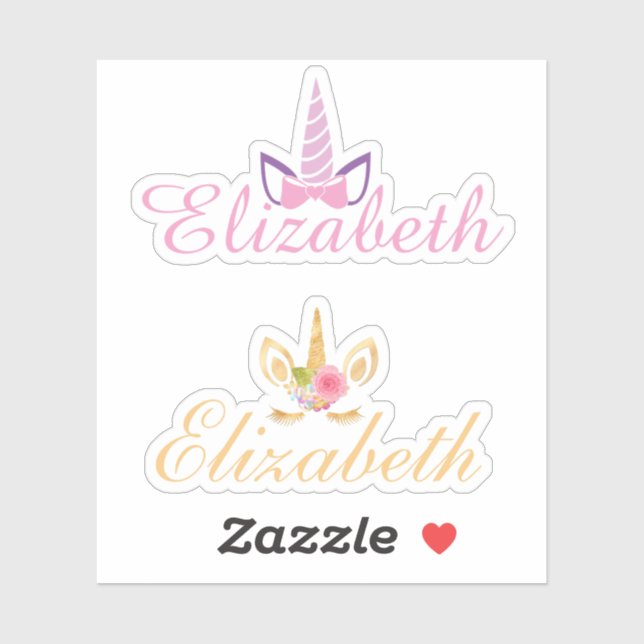 Set of 2 unicorn custom name pink and gold (Sheet)