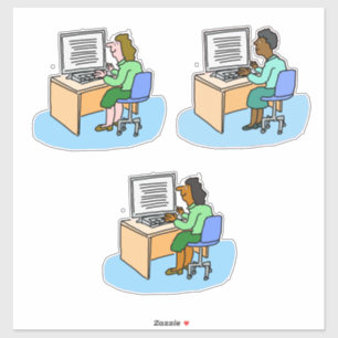 Set of 3 Computer Workers. Female.