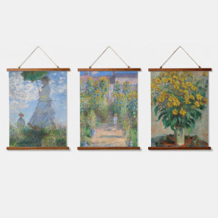 Set of 3 Famous Old Claude Monet Paintings Wall Hanging Tapestry