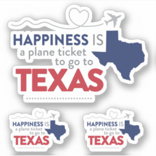 Set of 3 Happiness Is A Plane Ticket to Texas
