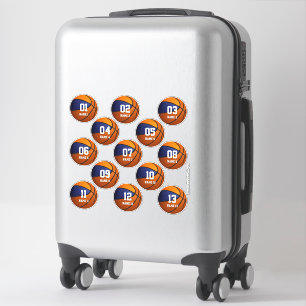 set of 3 inch blue orange basketball team colours