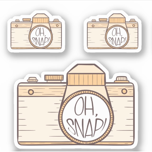 Set of 3 Oh Snap! Yellow Pastel Camera Sticker (Front)