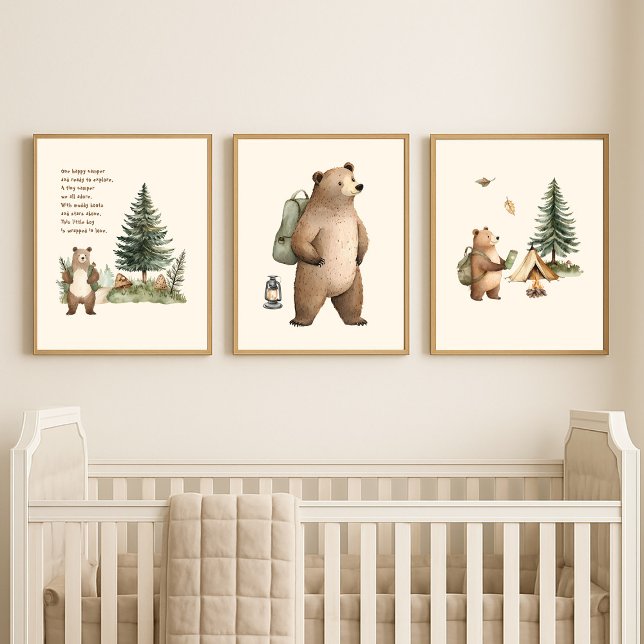 Set of 3 One Happy Camper Bear Nursery Wall Art (Creator Uploaded)