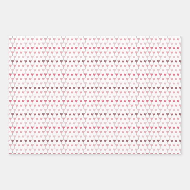 Set of 3 pink tulip patterns wrapping paper sheet (Front 3)