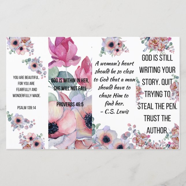 Set of 4 Christian Bookmarks (Front)
