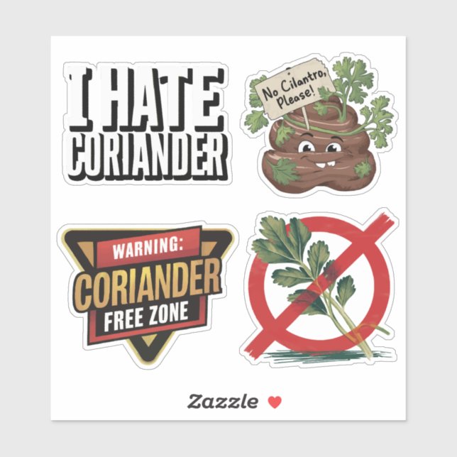 Set of 4 Hateful coriander stickers (Sheet)