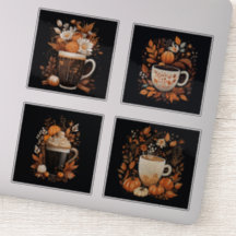 Set of 4 Pumpkin Spiced Latte Vinyl Stickers