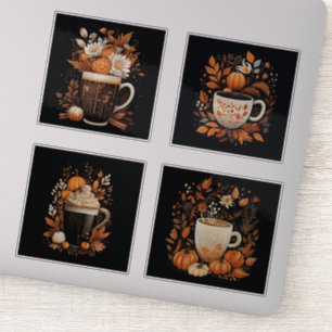 Set of 4 Pumpkin Spiced Latte Vinyl Stickers
