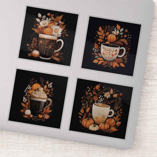 Set of 4 Pumpkin Spiced Latte Vinyl Stickers (Detail)