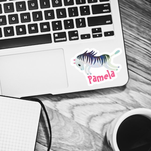 Set of 4 Small Personalized Name Zebra Stickers (Creator Uploaded)