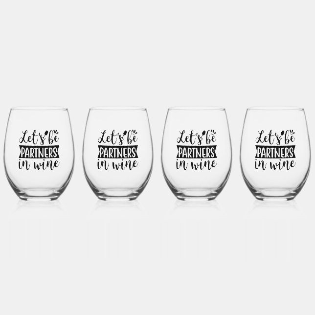 Set of 4 Stemless Wine Glasses (Front)