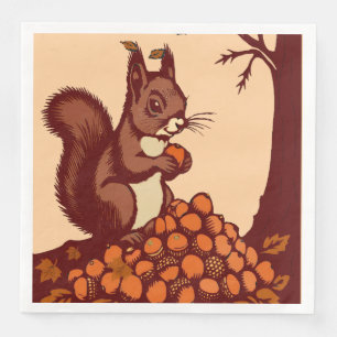 Set of 50 Squirrel Paper Napkins