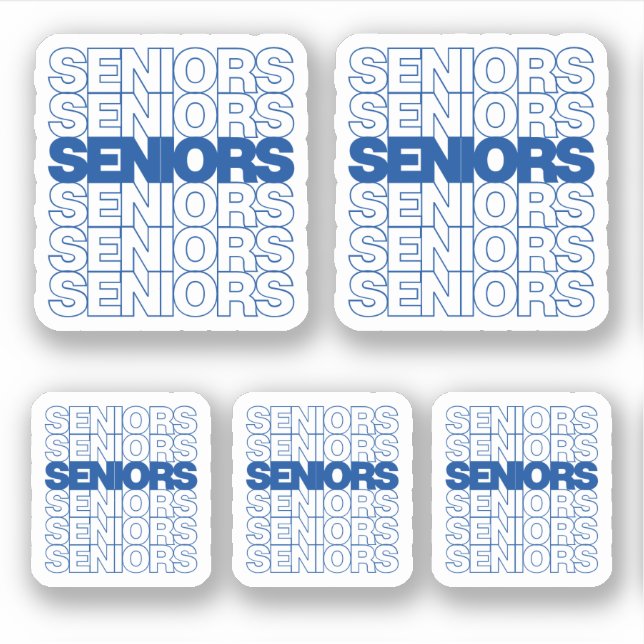 Set of 5 Blue Seniors Seniors Seniors Custom-Cut (Front)