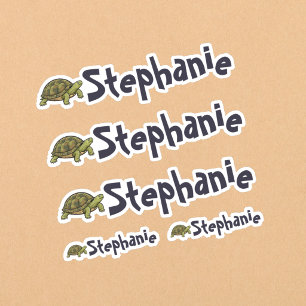 Set of 5 Cute Turtle Name Stickers
