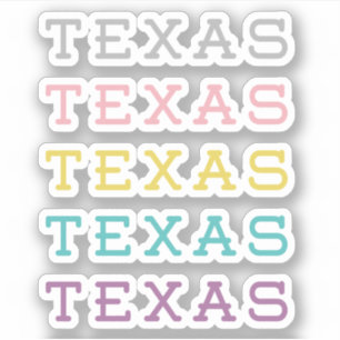 Set of 5 Pastel Texas, Texas, Texas Custom-Cut