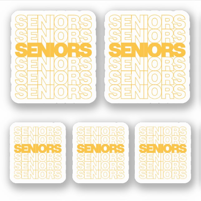 Set of 5 Yellow Seniors Seniors Seniors Custom-Cut (Front)