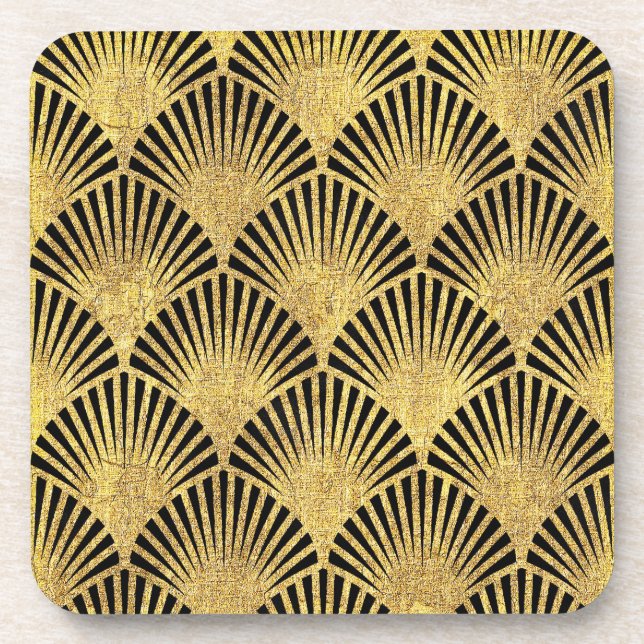 Set of 6 Art Deco Style Cork backed Coaster (Front)