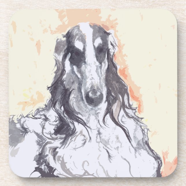 SET OF 6 BORZOI COASTERS (Front)