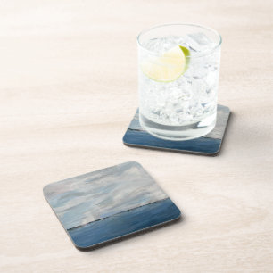 Set of 6 Coastal Art Hard Plastic Coasters