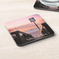 SET OF 6 Coasters Tropical Sailboat Beach Sunrise 