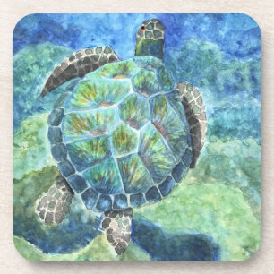 Set of 6 Cork Back Coasters Sea Turtle #2