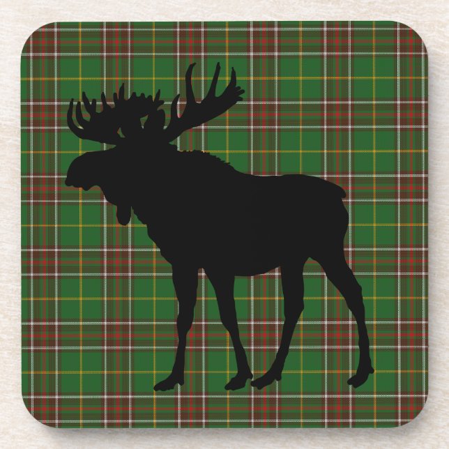 Set Of 6 Newfoundland tartan Drink Coasters moose (Front)