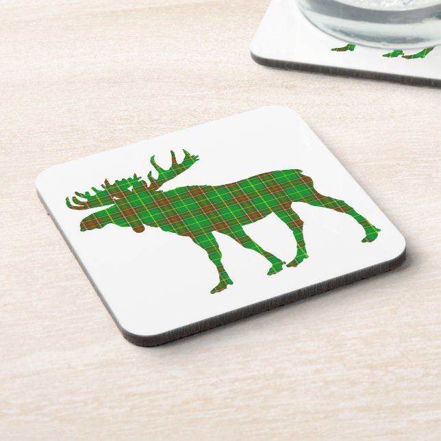 Set Of 6 Newfoundland tartan Drink Coasters moose (Left Side)