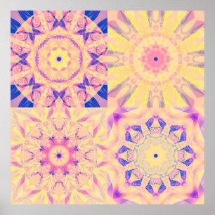 Set of abstract background colourful kaleidoscopic poster