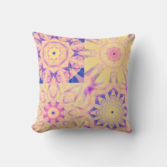 Set of abstract background colourful kaleidoscopic throw pillow (Front)