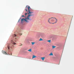 Set of abstract pastel fractals with kaleidoscopic wrapping paper