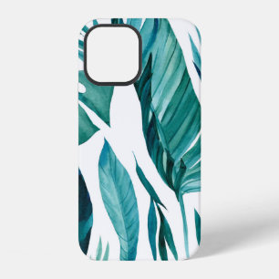 Set of abstract tropical palm leaves on isolated w iPhone 12 case