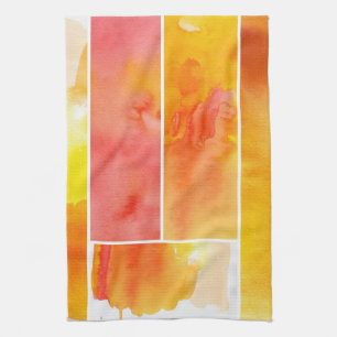 Set of abstract  watercolor hand painted kitchen towel