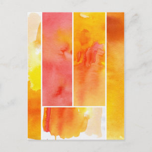 Set of abstract watercolor hand painted postcard