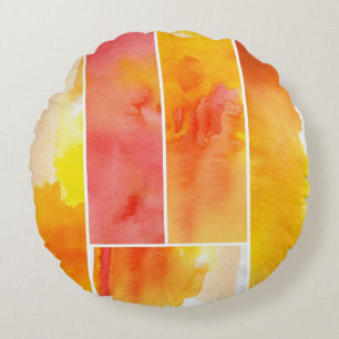 Set of abstract  watercolor hand painted round pillow