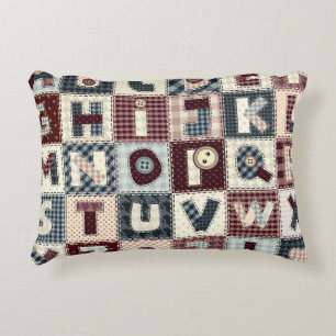 Set of alphabets letters in patchwork style. May b Accent Pillow
