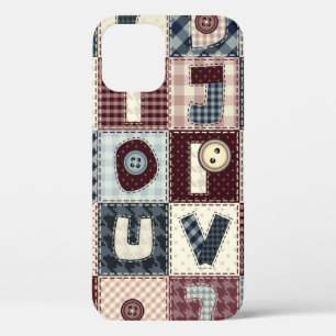Set of alphabets letters in patchwork style. May b iPhone 12 Case