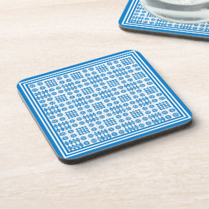 Set of Coasters Bright Blue Welsh Tapestry Pattern