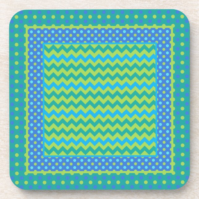 Set of Coasters: Mix'n'Match Chevrons, Polka Dots Coaster (Front)