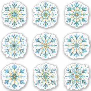 Set of Colourful Snowflakes