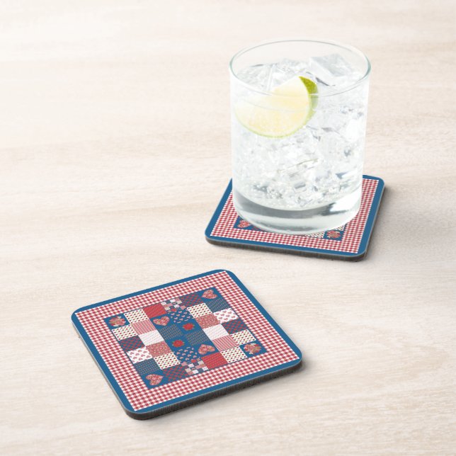 Set of Cork-backed Coasters: Deep Red Roses Coaster (Right Side)