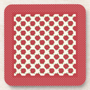 Set of Cork-backed Coasters: Deep Red Roses Coaster